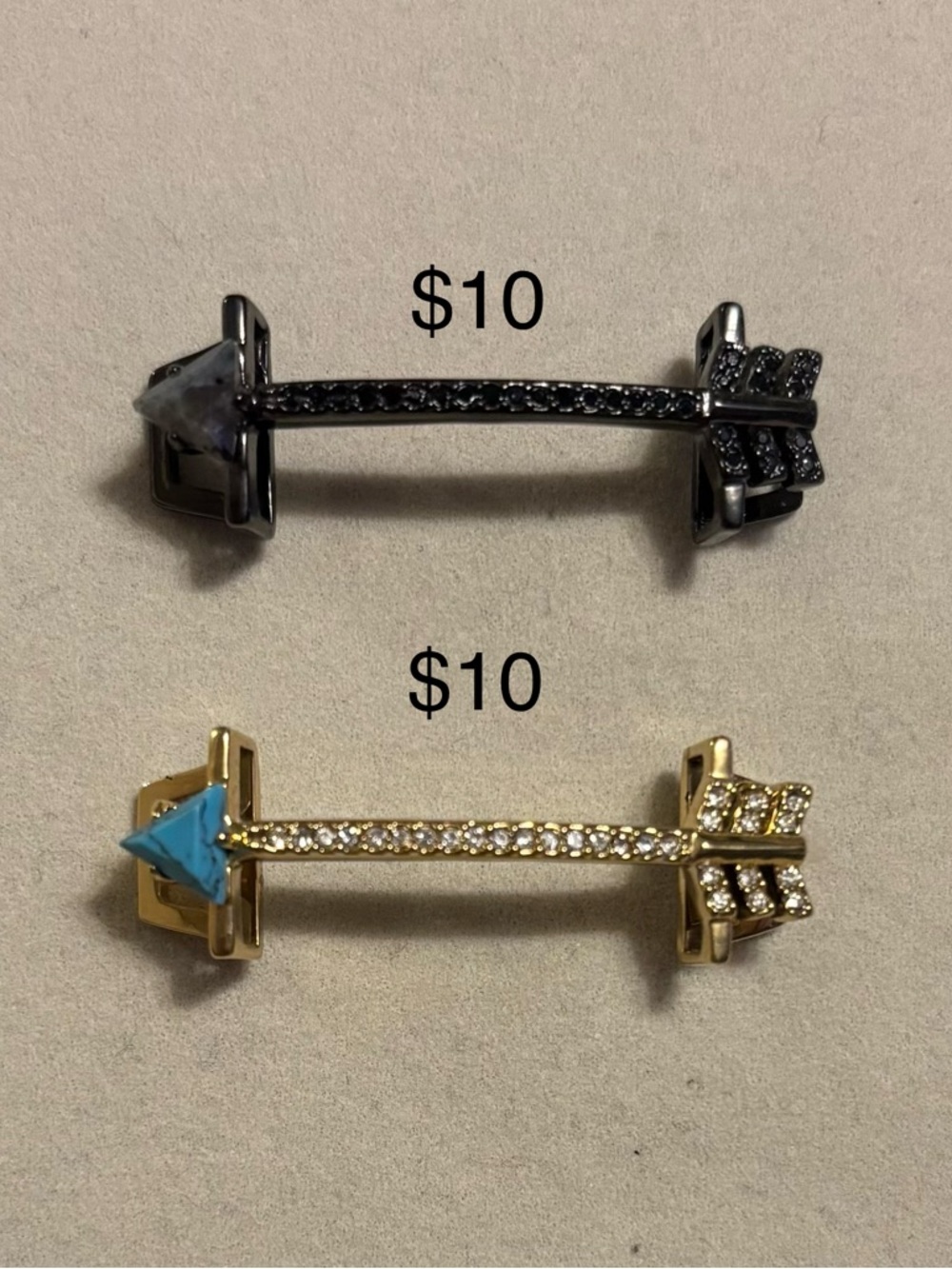 KEEP Collective Arrow Bar Bracelet Pair in Black and Gold with Turquoise Accent